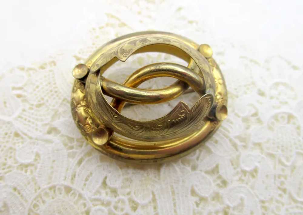 Victorian Gold Plated Love Knot Brooch - image 5