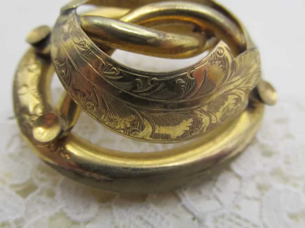Victorian Gold Plated Love Knot Brooch - image 6