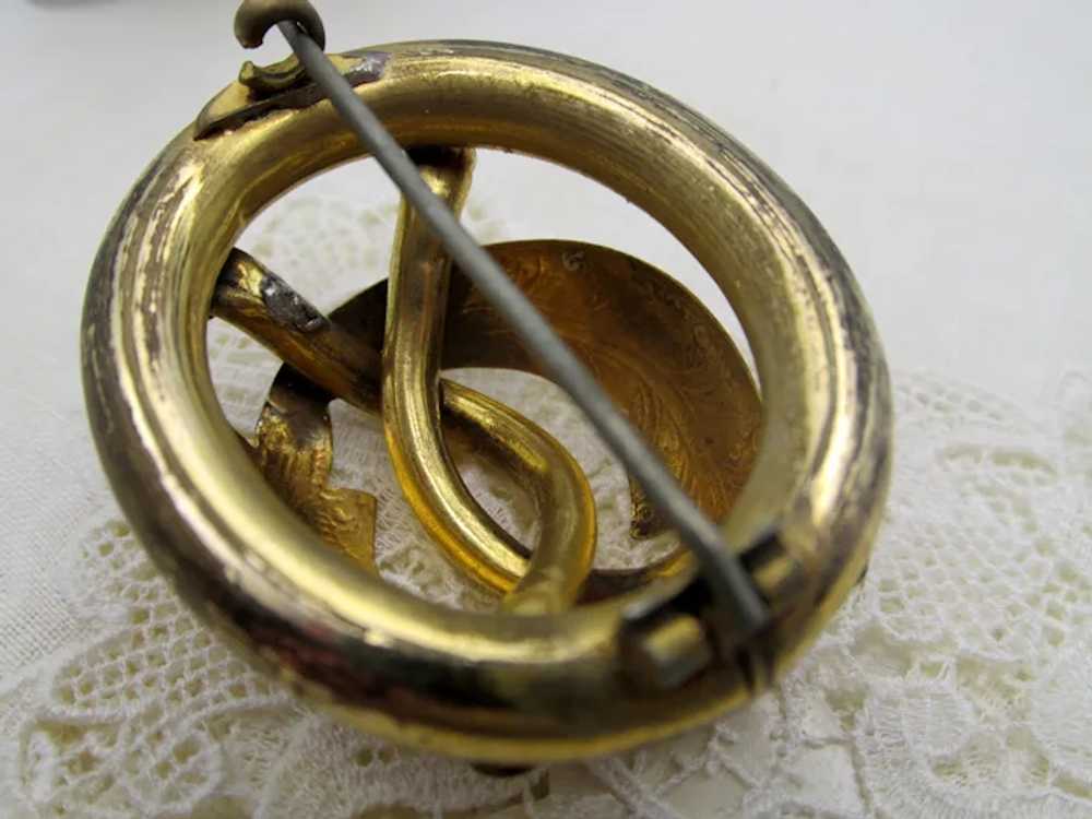 Victorian Gold Plated Love Knot Brooch - image 7