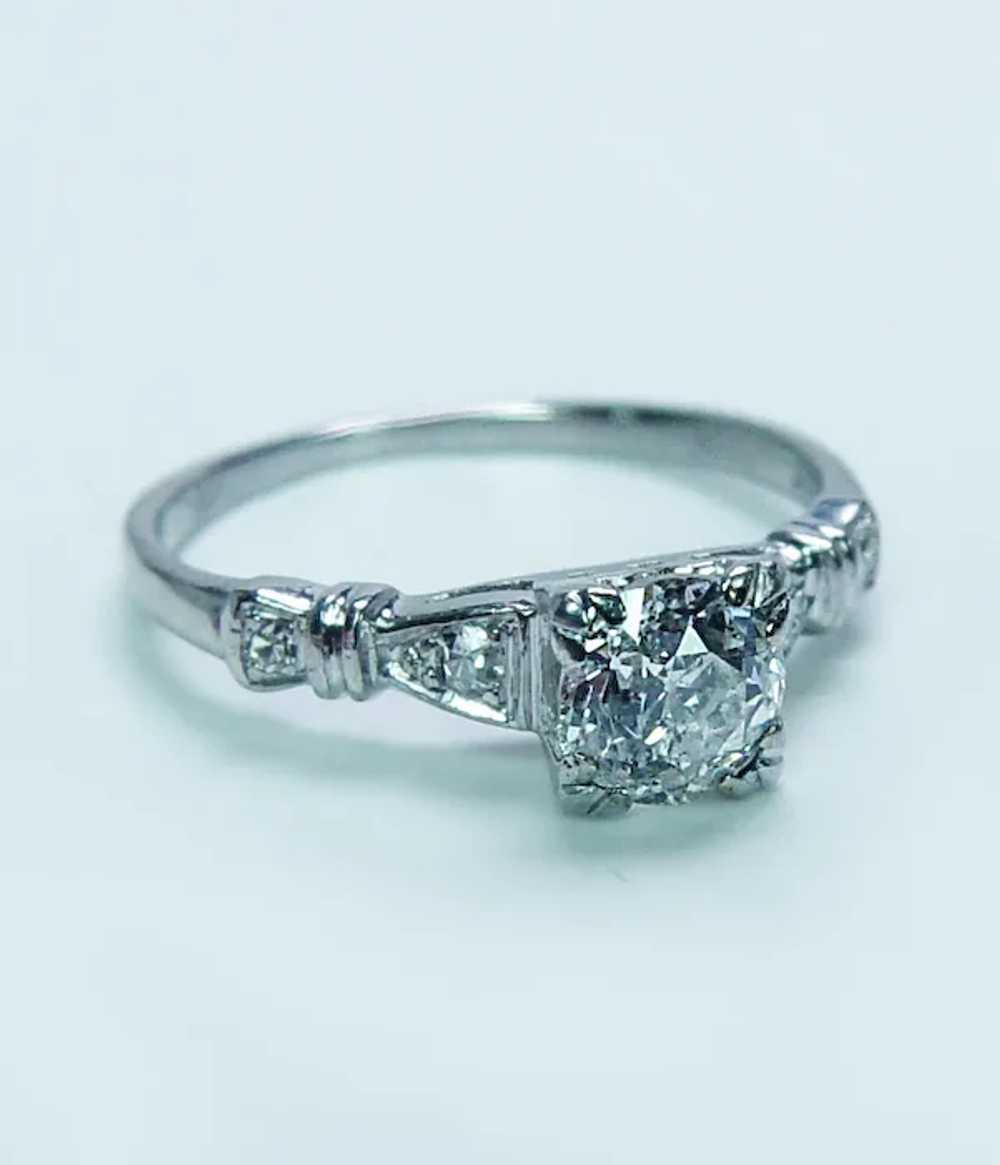 Art Deco .80ct Old European Diamond Engagement Ri… - image 5