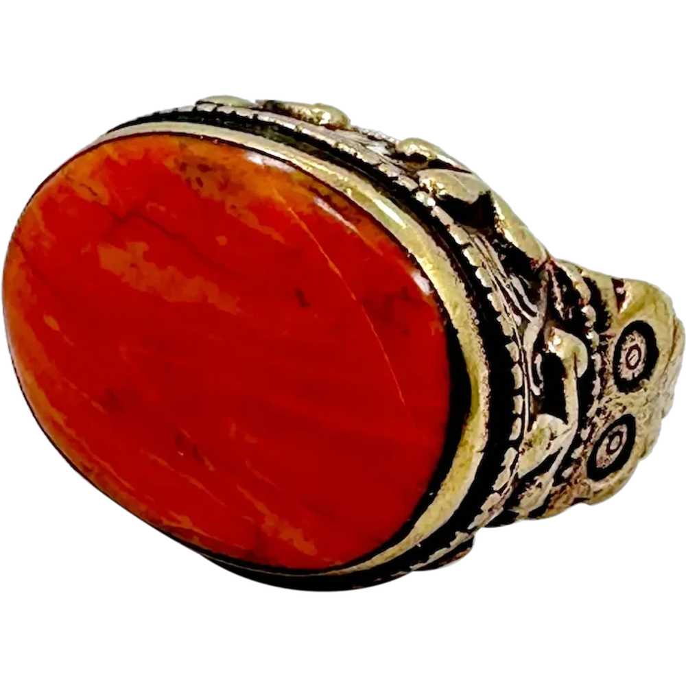 Afghan Ring, Middle Eastern, Orange Stone, Kuchi,… - image 1