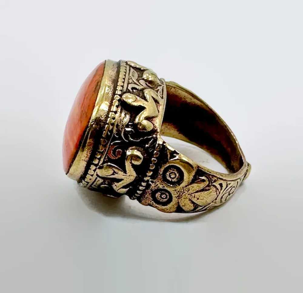 Afghan Ring, Middle Eastern, Orange Stone, Kuchi,… - image 2