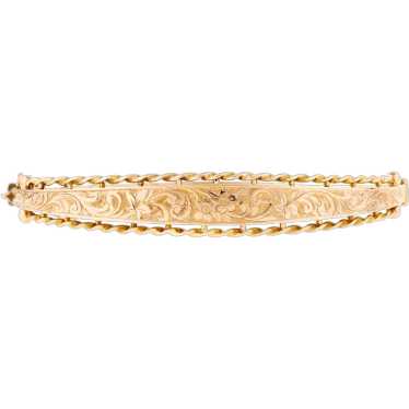 Edwardian 9ct Floral Engraved Bangle Bracelet, Ci… - image 1