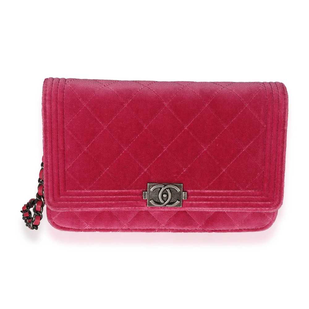 Chanel Chanel Pink Velvet Boy Wallet On Chain - image 1
