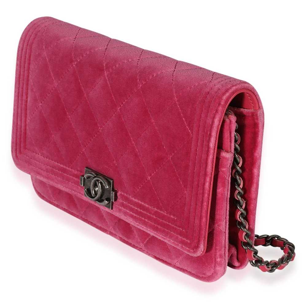Chanel Chanel Pink Velvet Boy Wallet On Chain - image 2