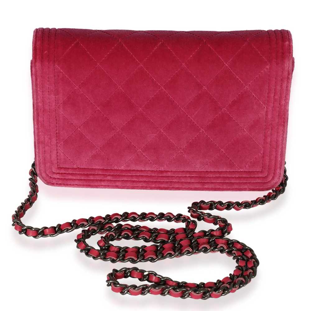 Chanel Chanel Pink Velvet Boy Wallet On Chain - image 3