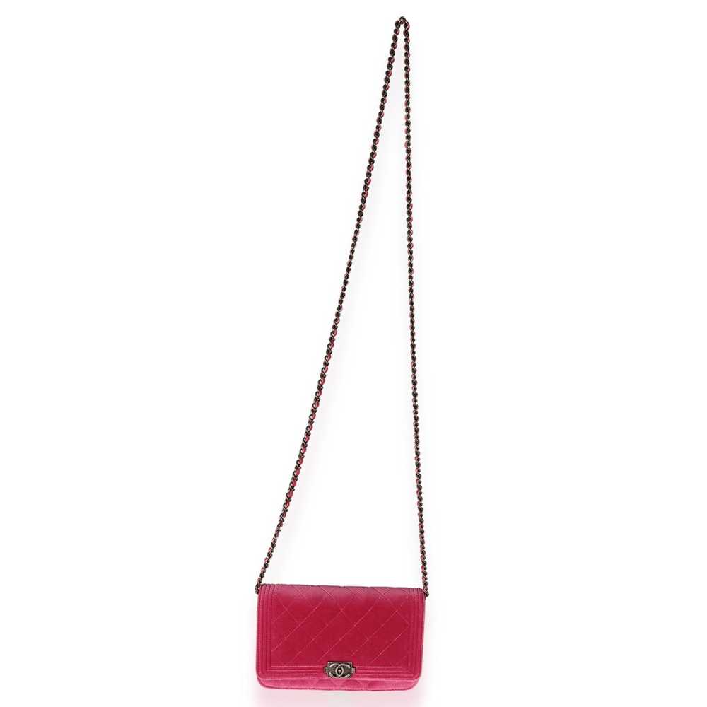 Chanel Chanel Pink Velvet Boy Wallet On Chain - image 4