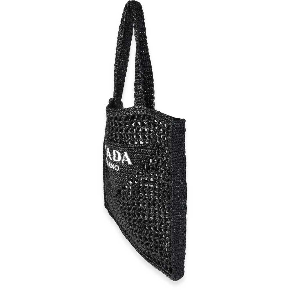 Prada Prada Black & White Logo Raffia Tote - image 2