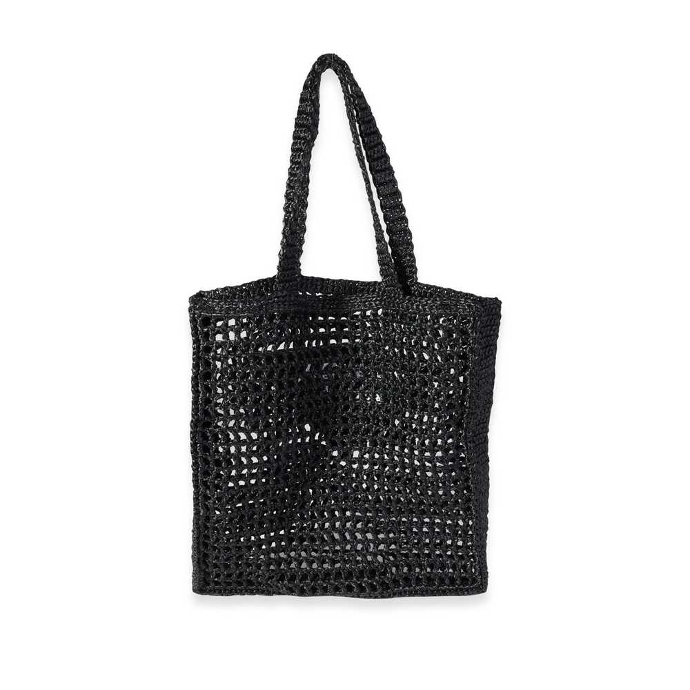 Prada Prada Black & White Logo Raffia Tote - image 3