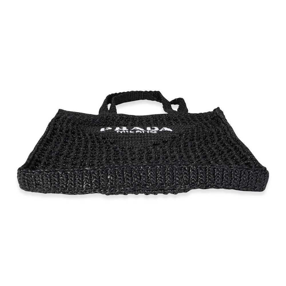 Prada Prada Black & White Logo Raffia Tote - image 4