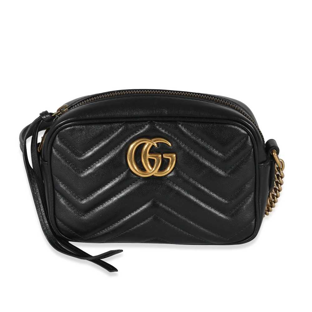 Gucci Gucci Black Matelassé GG Marmont Mini Bag - image 1