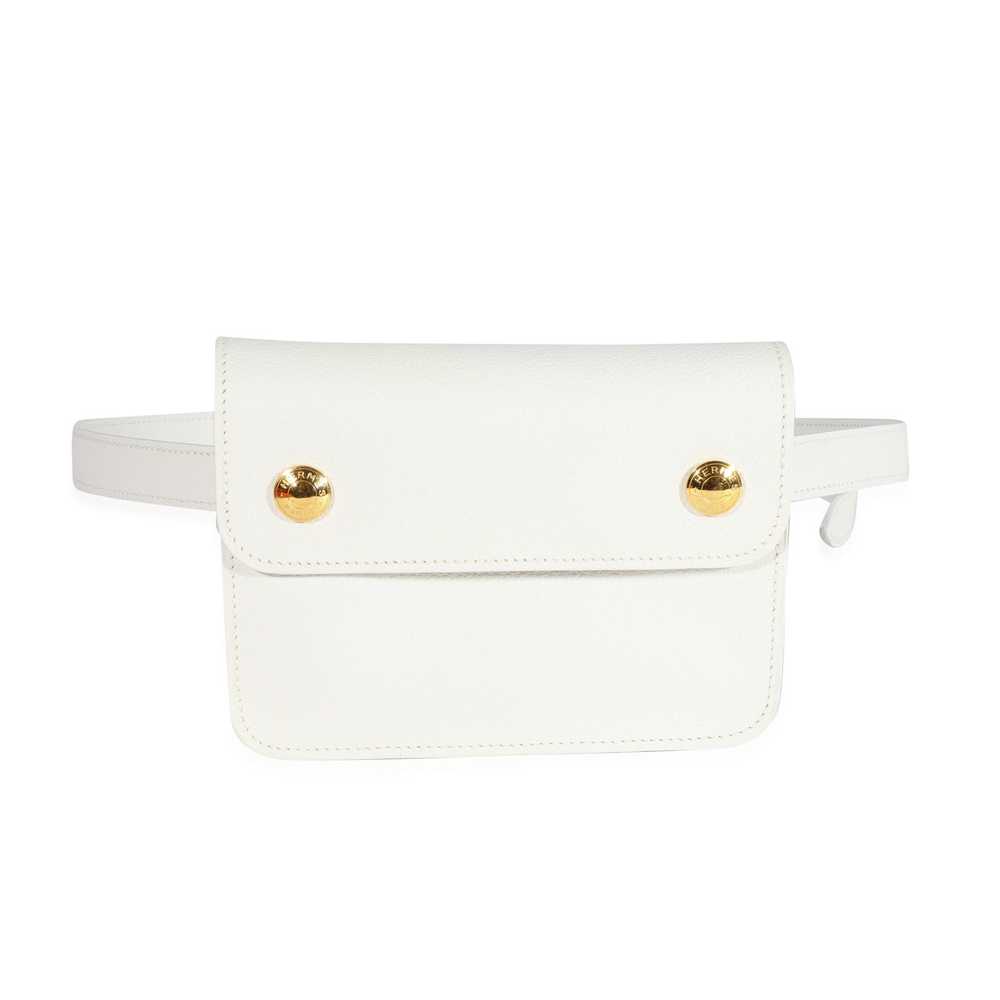 Hermes Hermès Vintage White Evergrain Pochette Be… - image 1