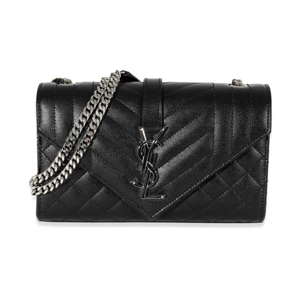 Yves Saint Laurent Saint Laurent Black Grain De Poudre In Mix Matelassé Small Envelope Bag