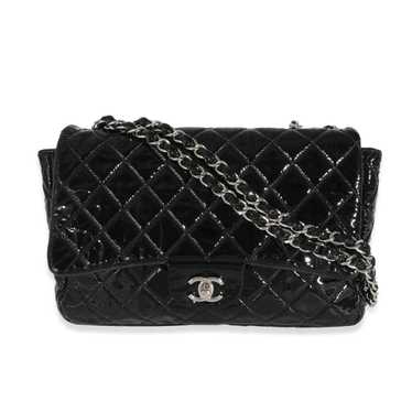 Chanel Chanel Black Patent Soft Jumbo Single Flap… - image 1