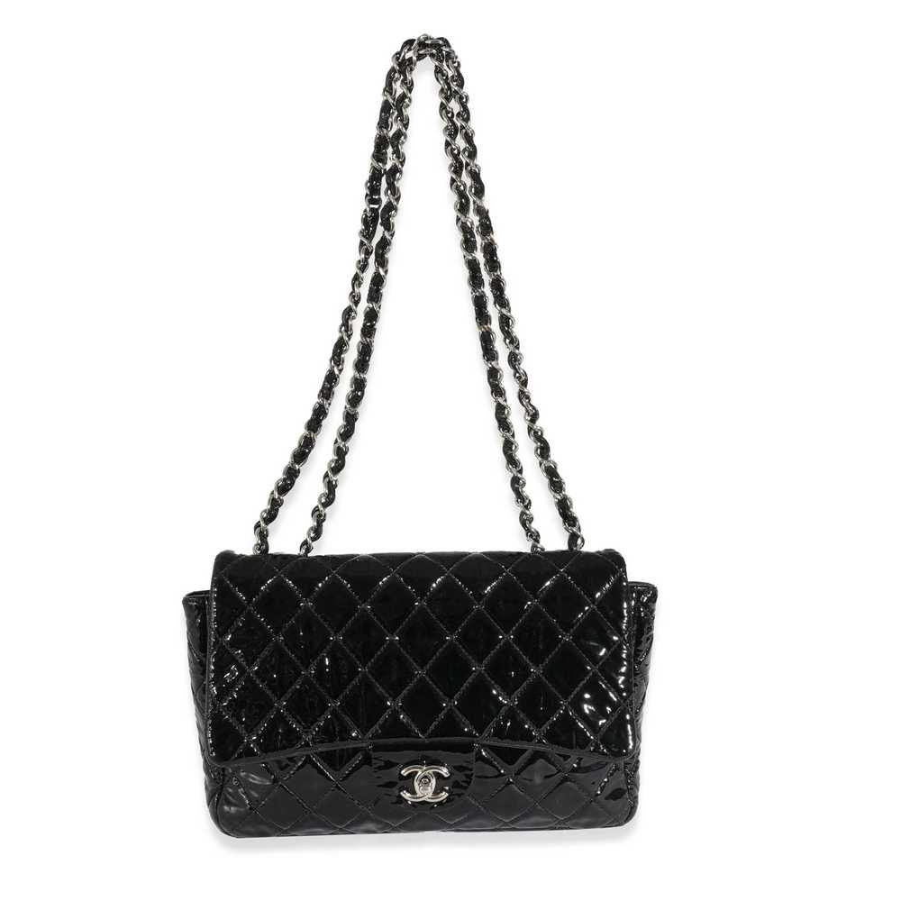 Chanel Chanel Black Patent Soft Jumbo Single Flap… - image 4