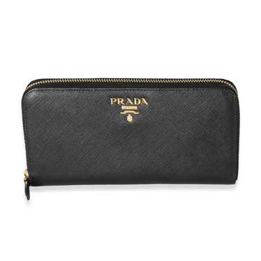 Prada Prada Black Saffiano Long Zip Around Wallet - image 1