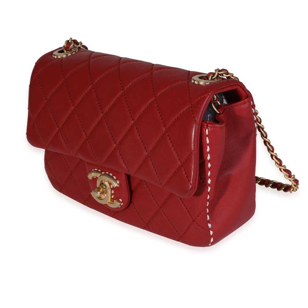 Chanel Chanel Red Quilted Lambskin Small Stitched… - image 2