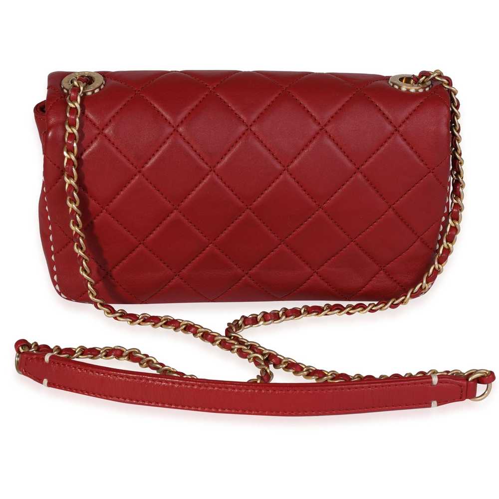 Chanel Chanel Red Quilted Lambskin Small Stitched… - image 3