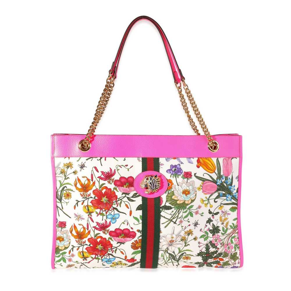 Gucci Gucci Multicolor Flora Canvas & Hot Pink Le… - image 1