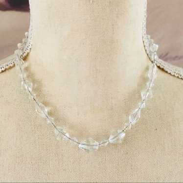 Vintage Vintage faceted clear glass crystal chain… - image 1