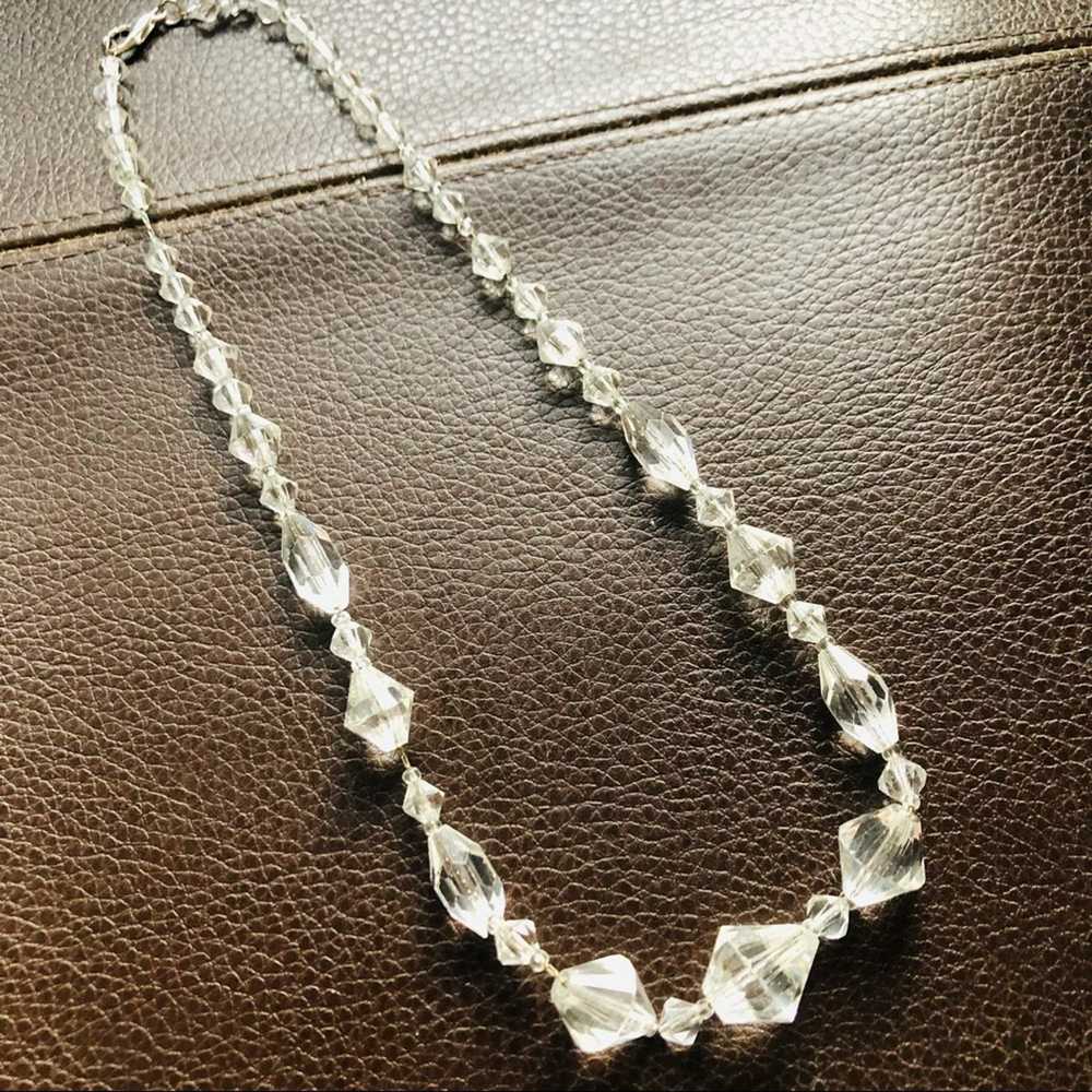 Vintage Vintage faceted clear glass crystal chain… - image 5