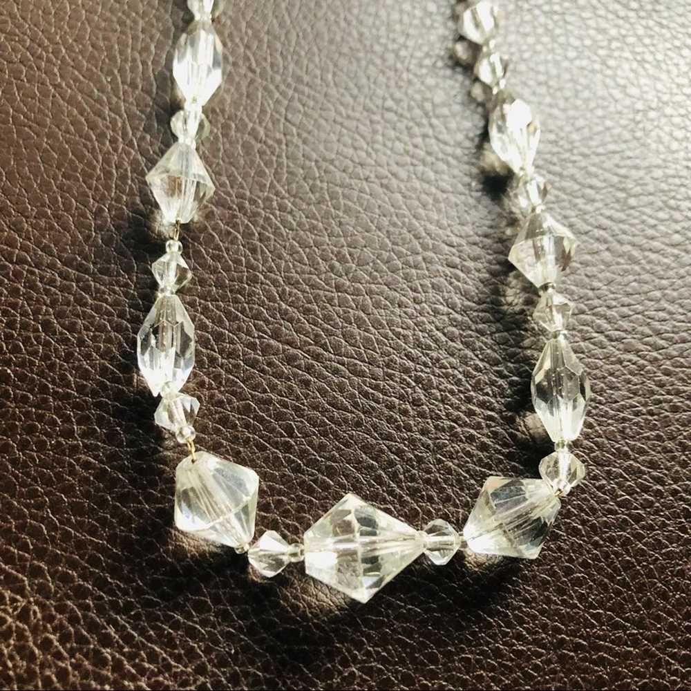 Vintage Vintage faceted clear glass crystal chain… - image 6