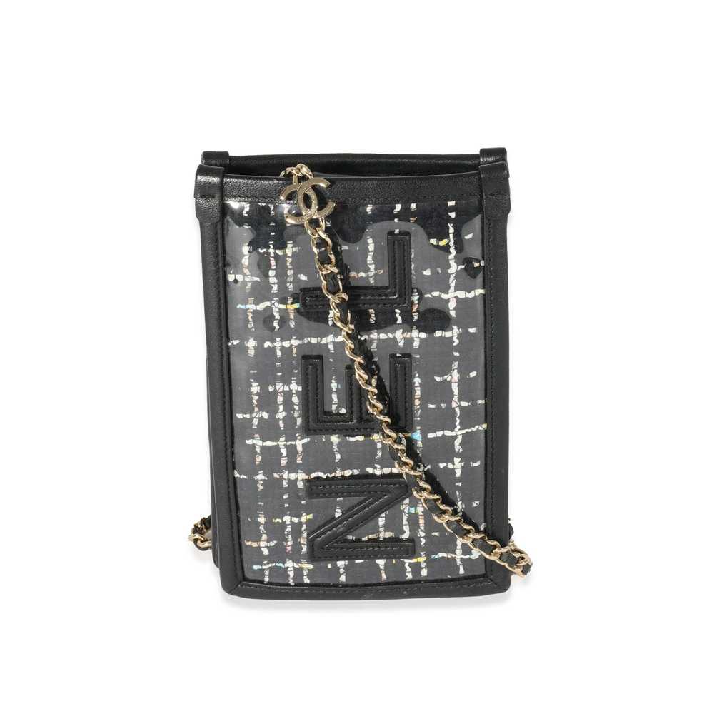 Chanel Chanel Tweed PVC Logo Pouch With Chain - image 3