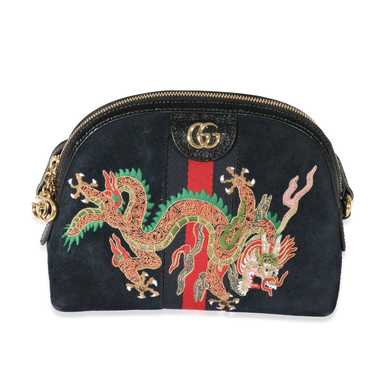 Gucci Gucci Black Embroidered Suede Ophidia Dome … - image 1