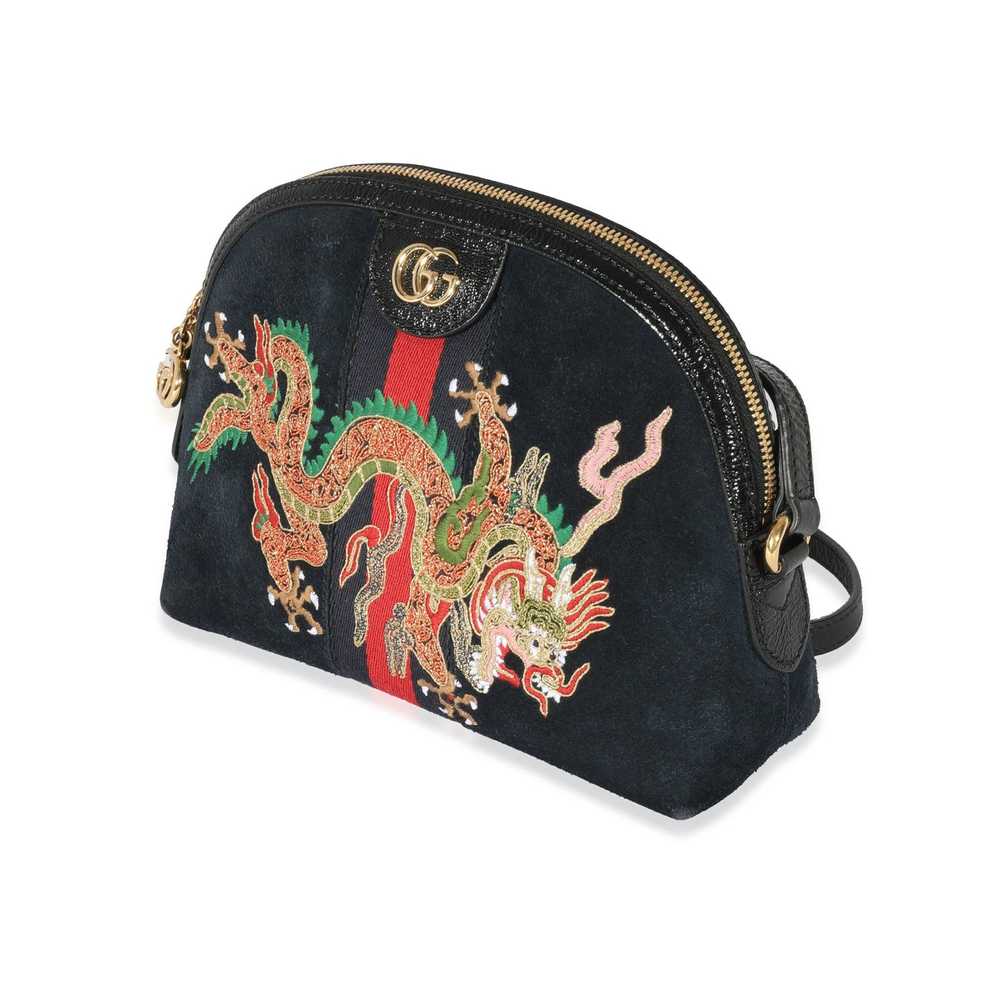 Gucci Gucci Black Embroidered Suede Ophidia Dome … - image 2