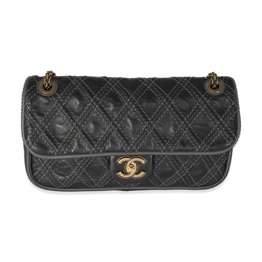 Chanel Chanel Black Leather Paris Bombay Medium T… - image 1