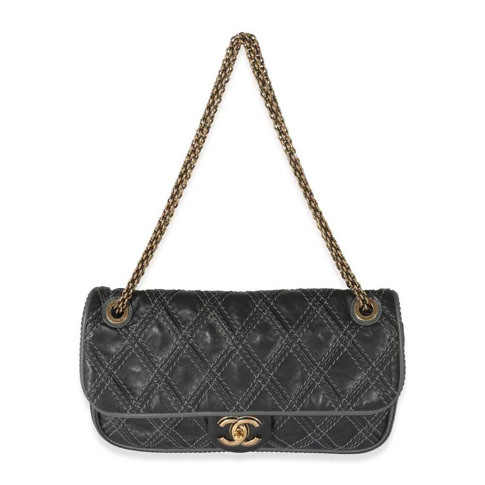 Chanel Chanel Black Leather Paris Bombay Medium T… - image 4