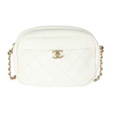 Chanel Chanel White Leather Casual Trip Camera Bag - image 1