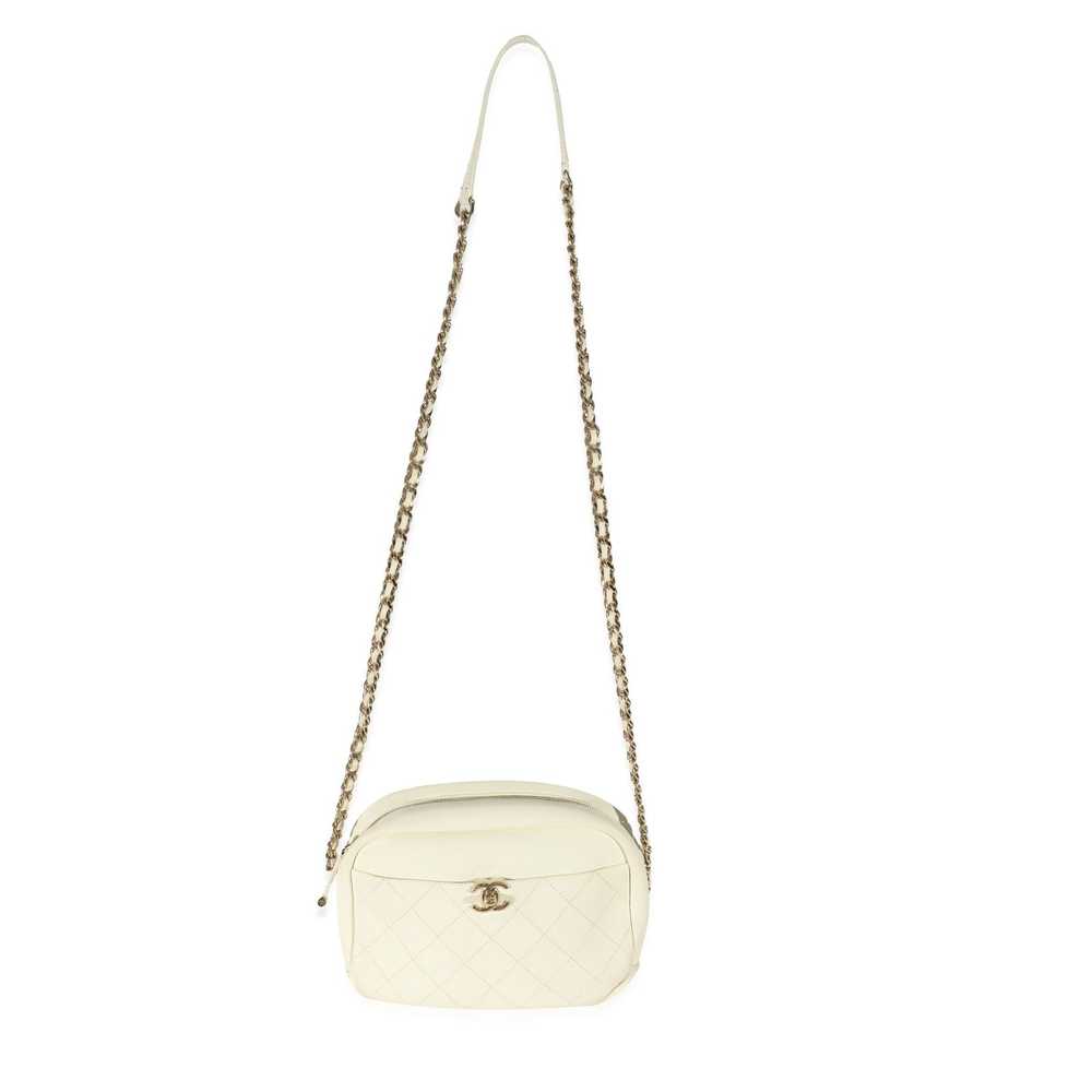 Chanel Chanel White Leather Casual Trip Camera Bag - image 3