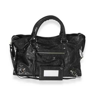 Balenciaga Balenciaga Black Crinkled Calfskin City