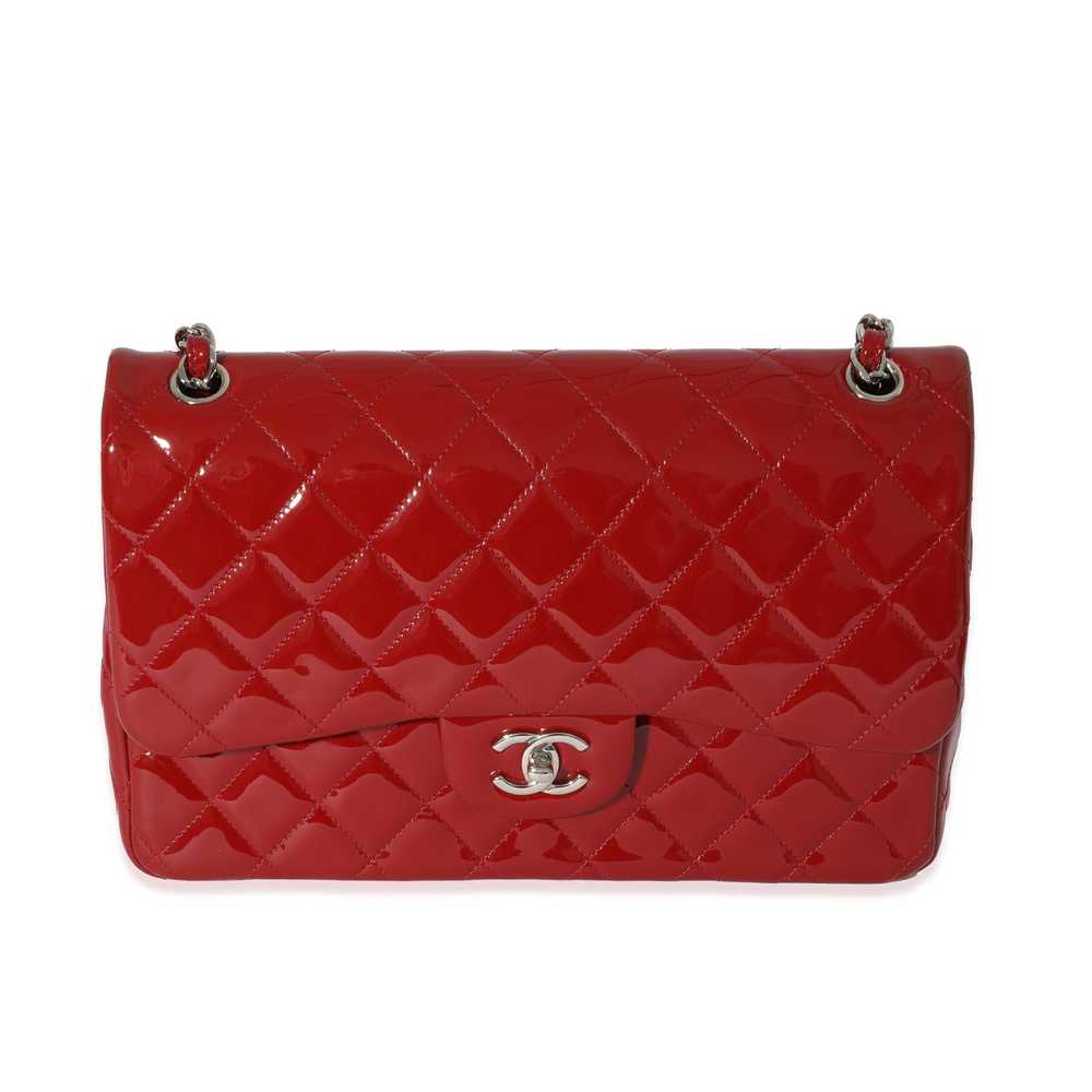 Chanel Chanel Red Quilted Patent Leather Jumbo Do… - image 1