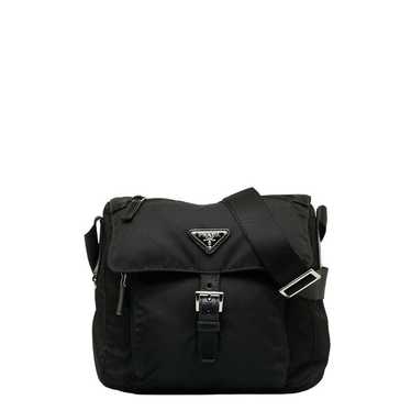 Prada Prada Triangle Shoulder Bag Black Nylon Lea… - image 1