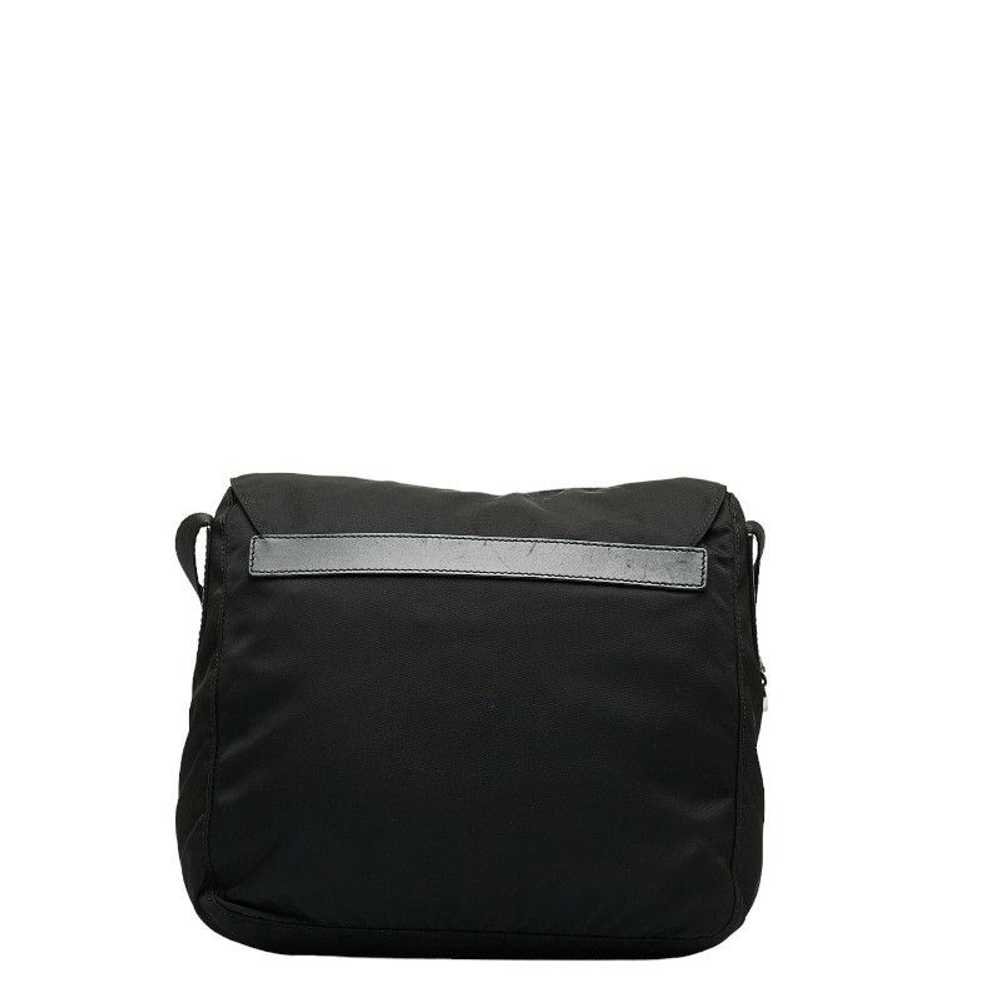 Prada Prada Triangle Shoulder Bag Black Nylon Lea… - image 3