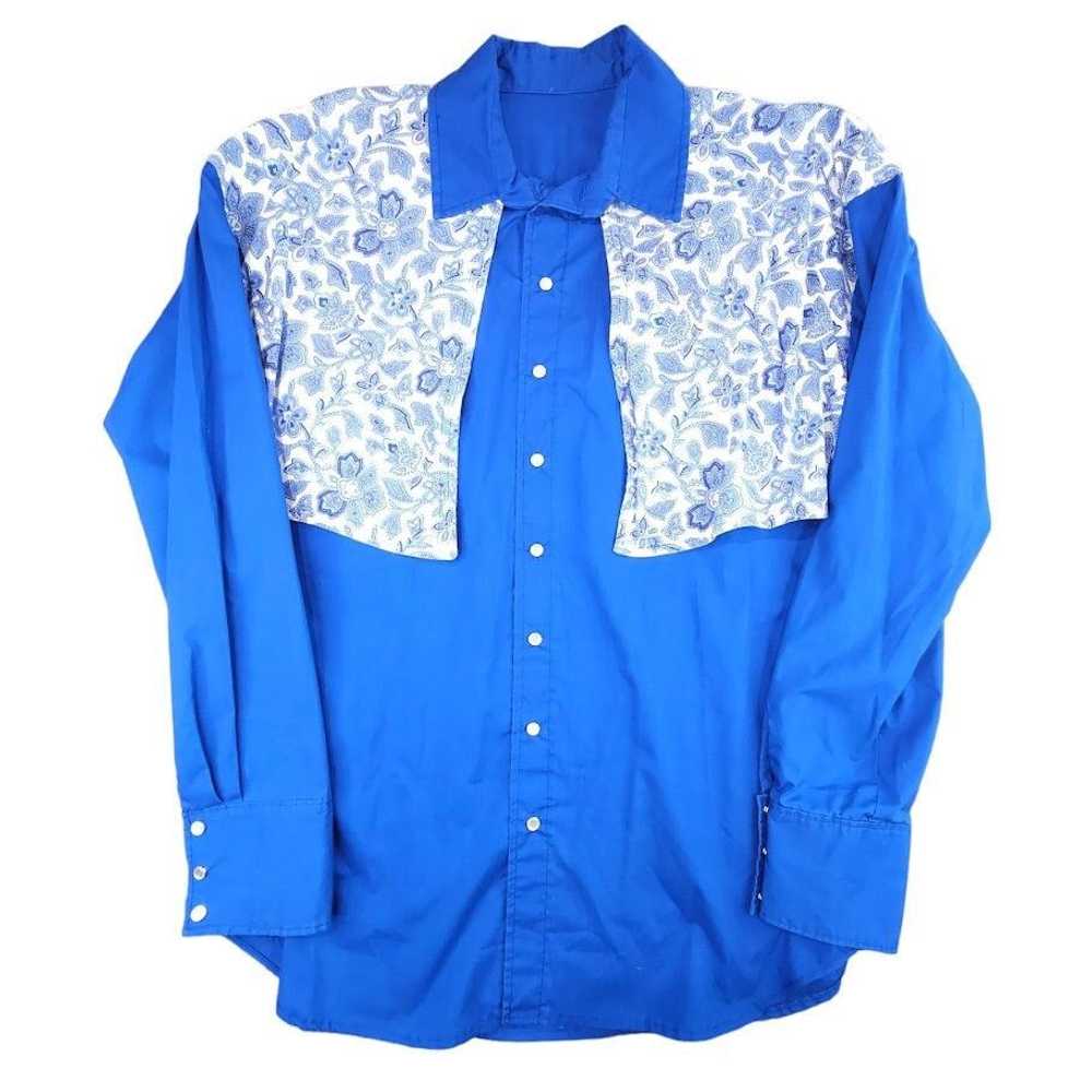 Vintage Vintage Western Shirt Mens Size XL Blue P… - image 1