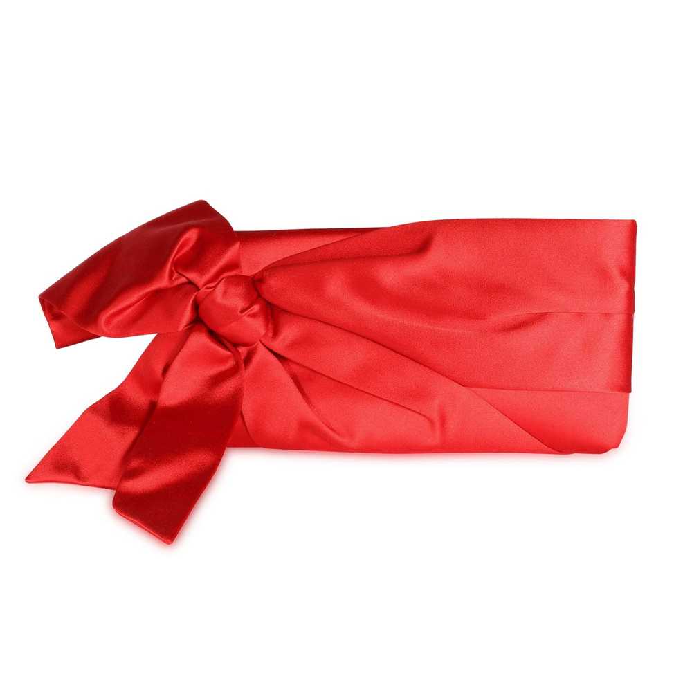 Valentino Valentino Red Satin Bow Clutch - image 1