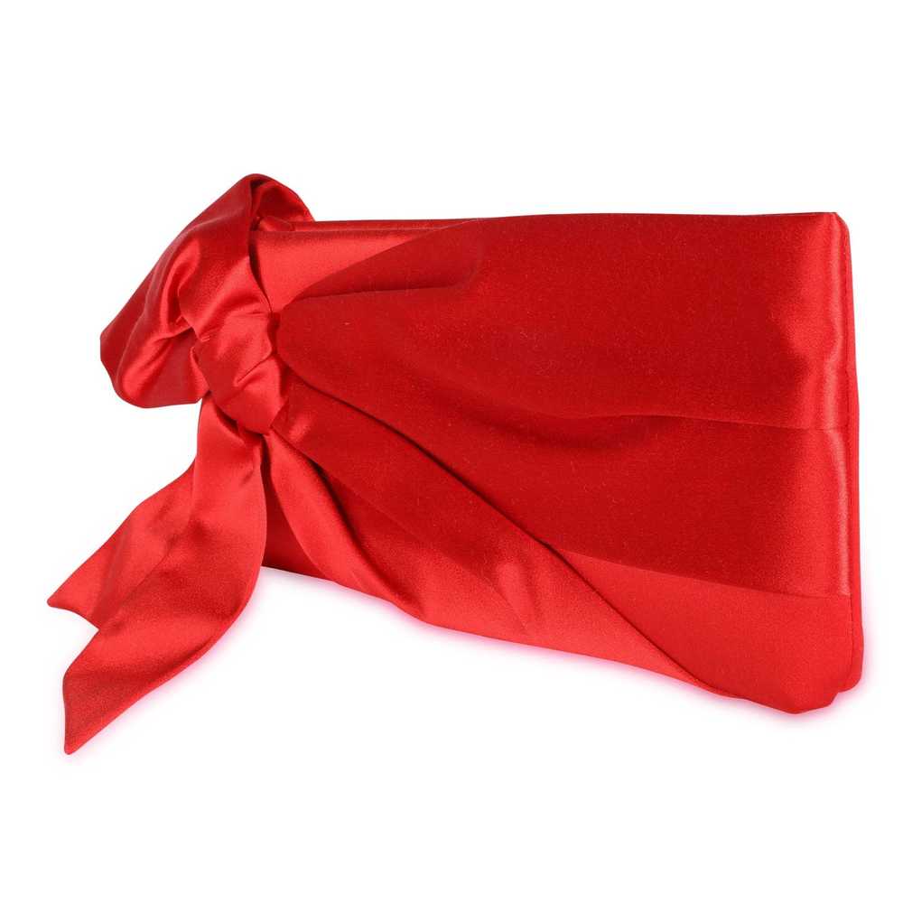 Valentino Valentino Red Satin Bow Clutch - image 2