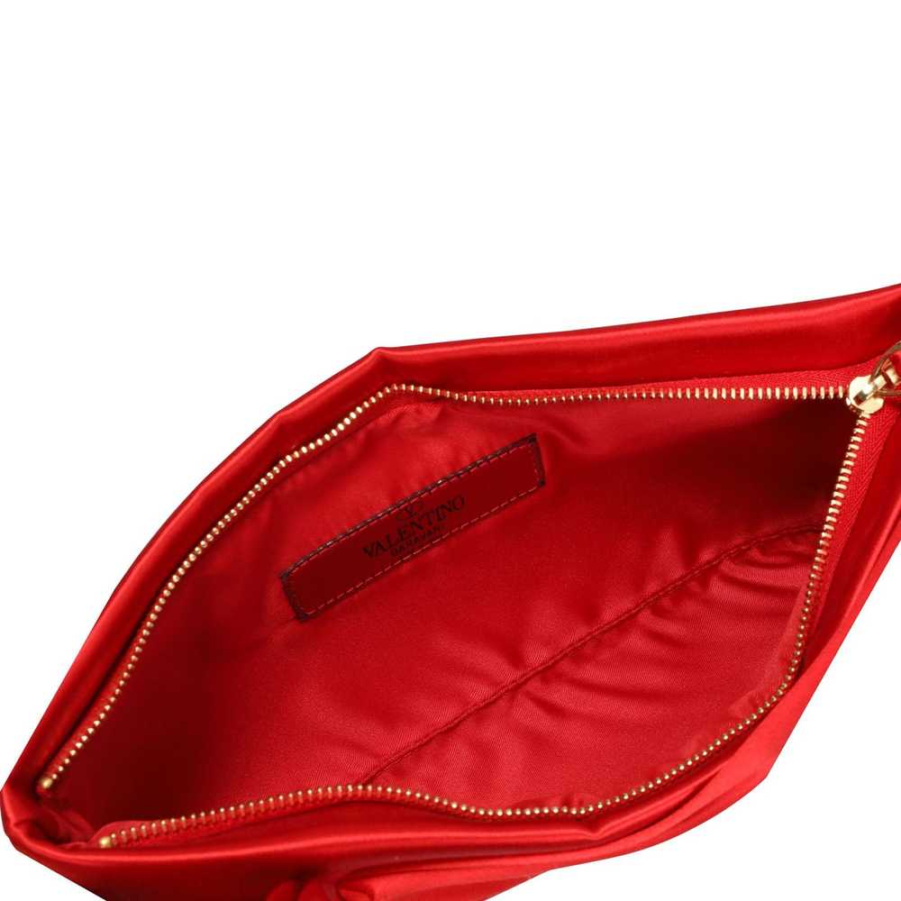 Valentino Valentino Red Satin Bow Clutch - image 7