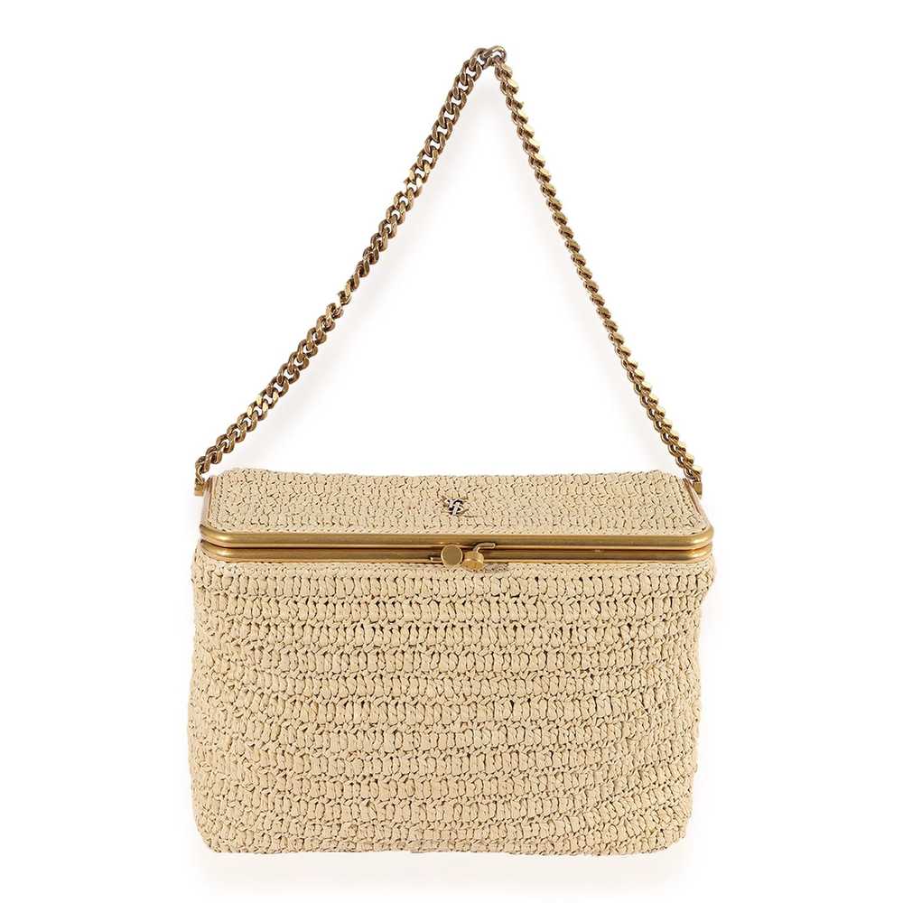 Yves Saint Laurent Saint Laurent Naturel Raffia Crochet Medium Fanny Chain Bag