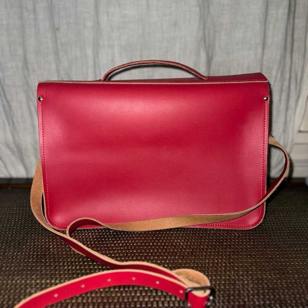 Vivid Red Leather Satchel - image 3