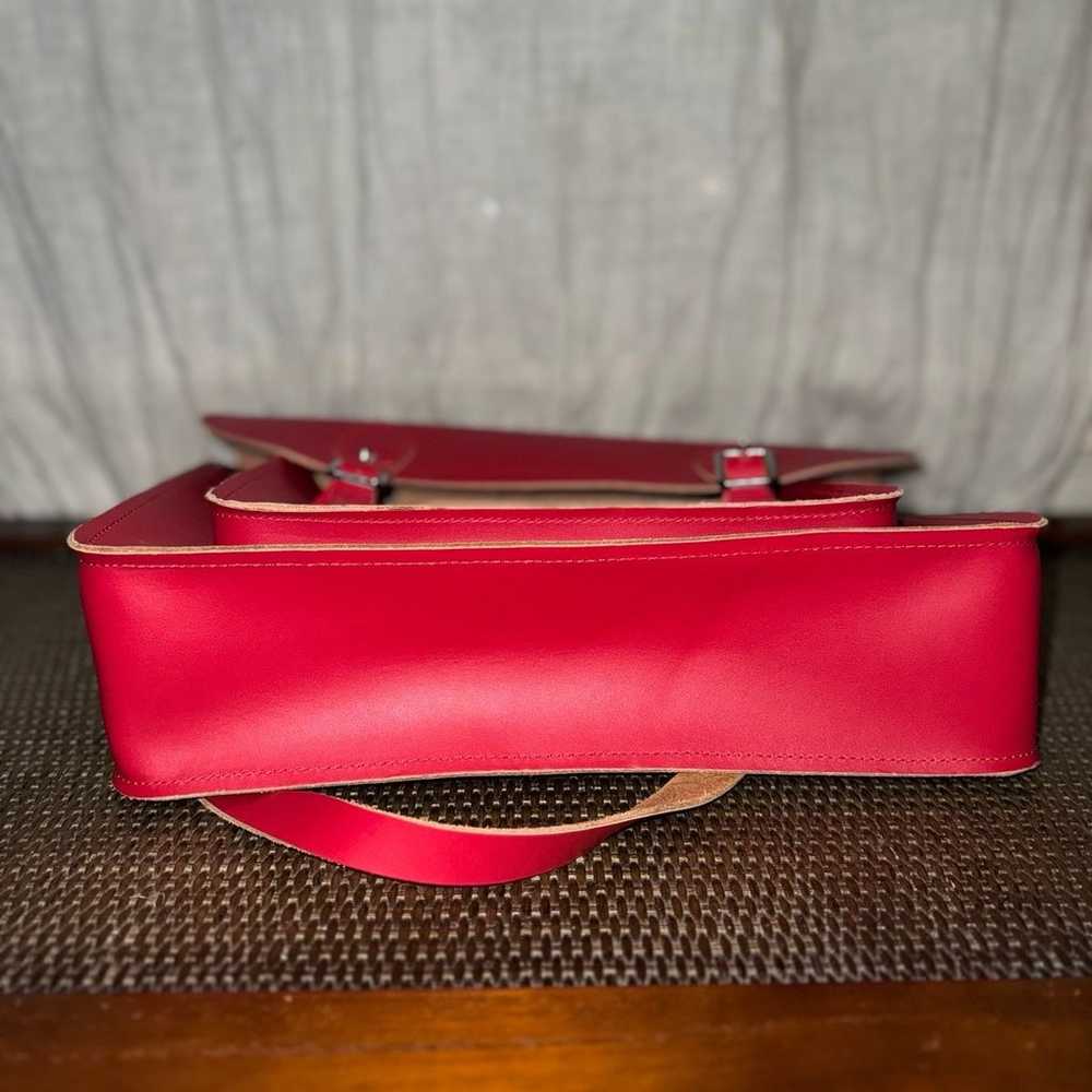 Vivid Red Leather Satchel - image 5