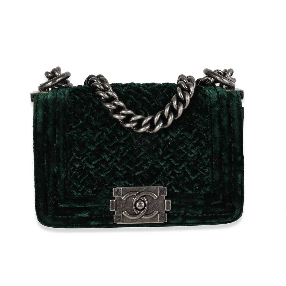 Chanel Pine Green Crushed Velvet Mini Boy Bag - image 1