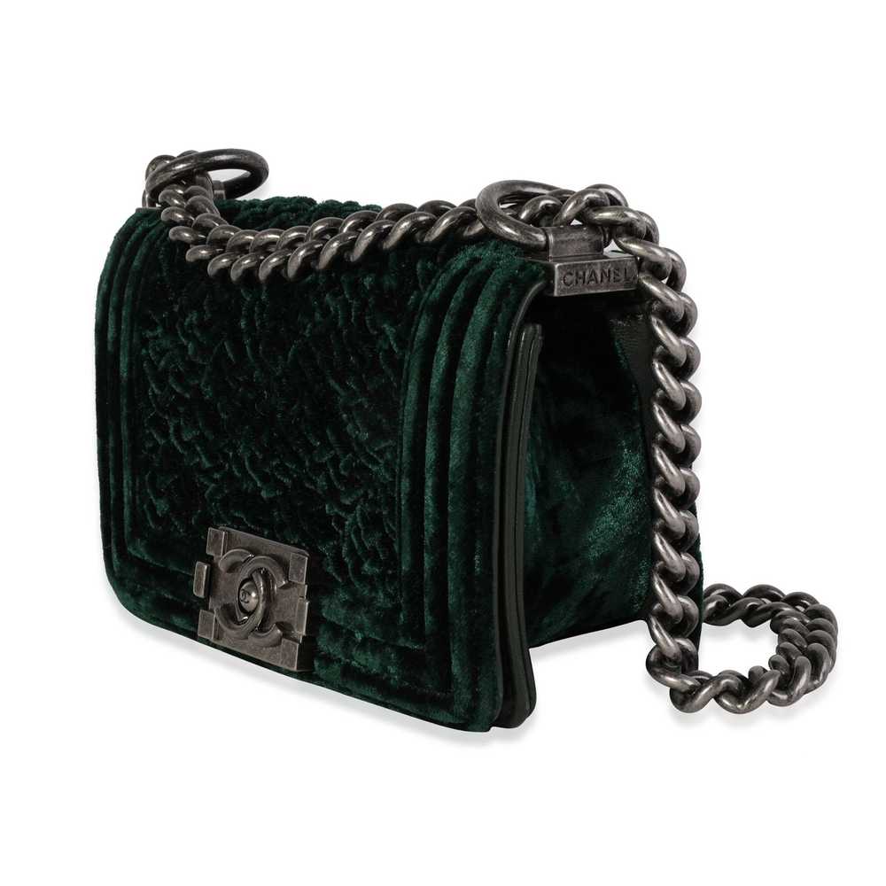 Chanel Pine Green Crushed Velvet Mini Boy Bag - image 2