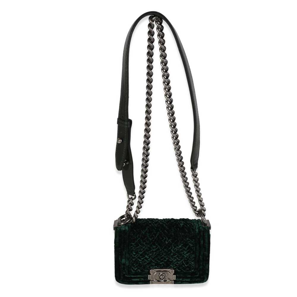 Chanel Pine Green Crushed Velvet Mini Boy Bag - image 3