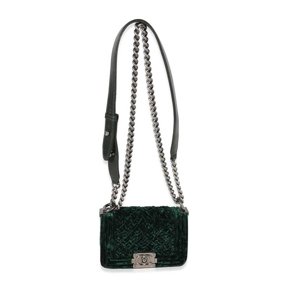 Chanel Pine Green Crushed Velvet Mini Boy Bag - image 5