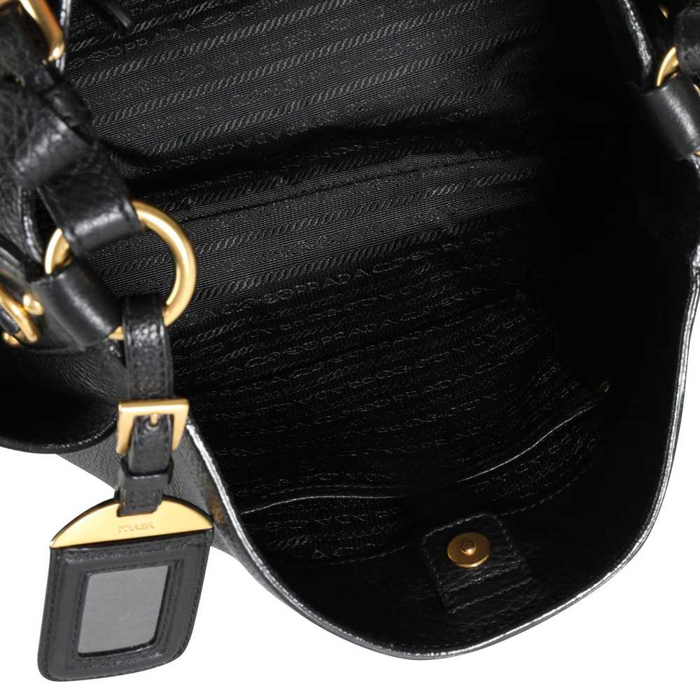 Prada Prada Black Vitello Daino Leather Medium Si… - image 6
