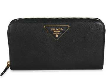 Prada Prada Black Saffiano Leather Large Zip-Arou… - image 1